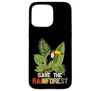 Save The Rainforest, Tropical Parrot Graphic, Cambio climático Carcasa para iPhone 15 Pro Max