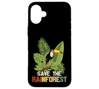 Save The Rainforest, Tropical Parrot Graphic, Cambio climático Carcasa para iPhone 16 Plus