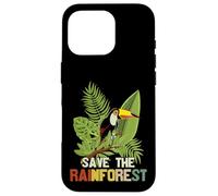 Save The Rainforest, Tropical Parrot Graphic, Cambio climático Carcasa para iPhone 16 Pro