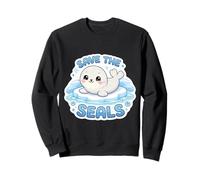Save The Seals Lover Día de la Tierra Cambio Climático Niños Lindos Sudadera