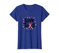 Save The Tatas Breast Cancer Concientización Octubre Cinta Rosa Camiseta, Mujer, Azul Real, XXL