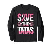 Save The Tatas Breast Cancer Fighting Awareness Cinta Rosa Manga Larga