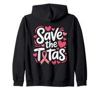 Save The Tatas Breast Cancer Fighting Awareness Cinta Rosa Sudadera con Capucha