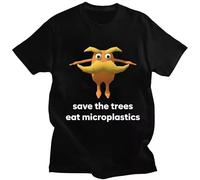 Save The Trees Eat Microplastics Funny T Shirt Black XXL