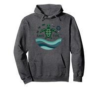 Save The Turtles Conservación del océano Ecológico Sudadera con Capucha, Unisex para Adultos, Jaspeado Oscuro, XL