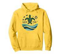 Save The Turtles Conservación del océano Ecológico Sudadera con Capucha, Unisex para Adultos, Limón, S