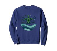 Save The Turtles Conservación del océano Ecológico Sudadera, Unisex para Adultos, Azul Marino, XL