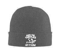 Save The Turtles Hit It Raw Beanie Gorros de Punto para Hombre y Mujer, Gorro de Invierno, Gorro de Lana cálido con Forma de Calavera
