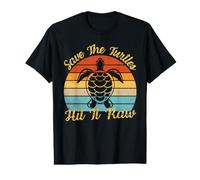 Save The Turtles Hit It Raw Humor Oscuro sarcástico Camiseta gráfica económica