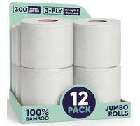 Save Trees Papel higiénico de bambú - 12 rollos de papel higiénico orgánico, 3 capas, 300 hojas por rollo, sin PFAS, certificado FSC, sin plástico, vegano y sin químicos, bambú TP