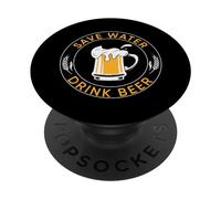 Save Water Drink Beer Funny Drinking Team Beer Lover PopSockets PopGrip Adhesivo