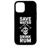 Save Water Drink Ron - Cita de humor de calavera pirata Carcasa para iPhone 12/12 Pro