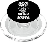 Save Water Drink Ron - Cita de humor de calavera pirata PopSockets PopGrip para MagSafe