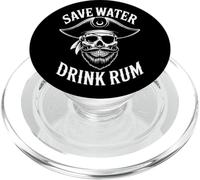 Save Water Drink Ron - Cita de humor de calavera pirata PopSockets PopGrip para MagSafe