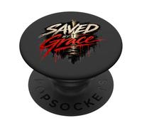 Saved by Grace Cruz angustiada Efesios 2:8 Artículo Cristiano PopSockets PopGrip Adhesivo