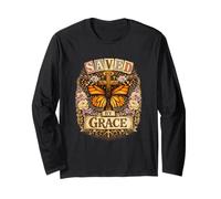 Saved by Grace Cruz Mariposa Cristiano Vintage Boho Manga Larga