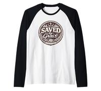 Saved by Grace Efesios 2:8 Biblia Cristiana Fe Diseño Camiseta Manga Raglan