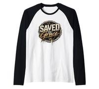 Saved by Grace Efesios 2:8 Diseño Inspirador Cristiano Camiseta Manga Raglan