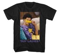 Saved by The Bell TV Show Screech Yellow Sunglasses Sup Ladies Men's T Shirt Black 3XL