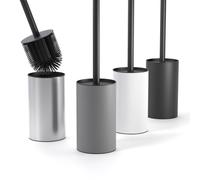 SAVEGA Escobilla Baño Silicona - Escobillero Baño Acero Inoxidable con Protección Antisalpicaduras - Higiénico y Duradero (Gris, Set de 1)