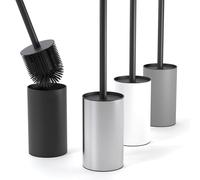 SAVEGA Escobilla Baño Silicona - Escobillero Baño Acero Inoxidable con Protección Antisalpicaduras - Higiénico y Duradero (Plato Mate, Set de 1)