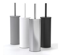 SAVEGA Escobilla Baño Silicona - Escobillero Baño Acero Inoxidable con Tapa Protectora - Escobilla WC Higiénica con Diseño Moderno (Plata)