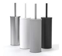 SAVEGA Escobilla Baño Silicona - Escobillero Baño Acero Inoxidable con Tapa Protectora - Escobilla WC Higiénica con Diseño Moderno (Gris Mate)