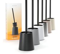 SAVEGA - Escobilla WC Silicona Negra con Soporte de Acero y Tapa - Cepillo Inodoro Higiénico para Baño Moderno