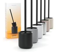 SAVEGA - Escobilla WC Silicona Negra con Soporte de Acero y Tapa - Cepillo Inodoro Moderno para Baño