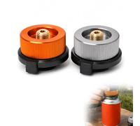 Savento Juego de 2 cartuchos de gas para barbacoa | Adaptador de cartucho de gas gris naranja butano para hornillo de camping, tamaño compacto 41 x 38 x 28,3 mm