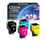 SavFinto Cartucho de tóner C231H C2325H C231HK0 C231HC0 C231HM0 C231HY0 Repuesto para Lexmark C2325 C2325dw MC2325adw C2425 C2425dw MC2425adw C2535 C225 535dw MC2535adwe C2640 MC2640adwe (BCYM,