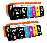 SavFinto Cartuchos de tinta 202XL de repuesto para Epson 202 202XL Multipack Cartuchos de impresora para Epson Expression Premium XP-6000 XP-6005 XP-6100 XP-6105 (paquete de 12, 4BK/2PBK/2C/2M/2Y)