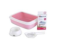 Savic 200220 Cat Litter con Frontera Starter Kit - 43 x 31 x 12 cm, Color Rosa/Blanco