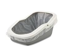 Savic Caja de arena para gatos Aseo plástico con borde 56 x 39 x 27,5 cm Blanco-Gris
