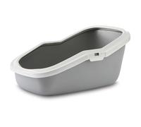Savic Caja de arena para gatos Aseo plástico con borde 56 x 39 x 27,5 cm Blanco-Gris