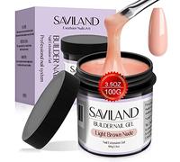 Saviland Builder Nail Gel - 3.53oz Nude Brown Gel duro para uñas Gel fortalecedor de uñas de gran capacidad para extensión de uñas Nail Art Manicure Starter U V Nail Gel para salón de uñas profesional