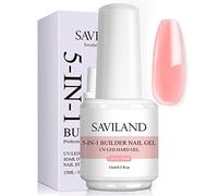 Saviland Gel constructor de uñas 5 en 1, cubierta rosa, 15 ml, gel fortalecedor de base constructora U V/LED para reparación de uñas, extensión de refuerzo, suministros de arte de uñas fáciles de dar