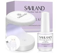 SAVILAND Gel Nail X - Pegamento para uñas con lámpara: 4 en 1 U V Nail Glue Gel DUO 15 ml para puntas de uñas y U V lámpara de uñas para uñas pegamento de secado rápido para extensión de uñas DIY Nail