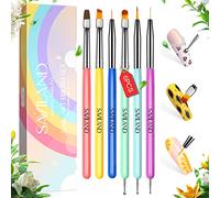 Saviland Juego De 6 Pinceles De DiseñO De UñAs Para Arte De UñAs, Cepillo De UñAs De Gel Para ExtensióN De UñAs, Cepillo De UñAs Multifuncional, Cepillo De Delineador De UñAs, 3 TamañOs