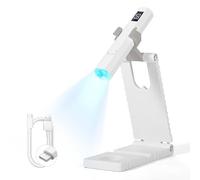 Saviland Lámpara U V para uñas de gel con soporte: Flash Cure lámpara con temporizador de cuenta atrás 20s/60s pantalla LCD 200 mAh recargable LED lámpara de uñas para uñas de gel pulido estrás