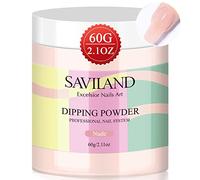Saviland Polvo rosa desnudo para inmersión de 60 g - 2,1 oz botella grande de polvo de inmersión francés manicura para iniciar manicura, fortalecimiento del polvo de uñas, juego de iniciación de uñas