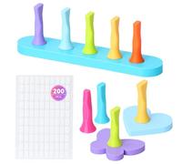 SAVILAND Soporte de uñas para prensar: soporte magnético fuerte para pintar uñas, 9 soportes de uñas con bases de múltiples agujeros y 200 cintas de doble cara, kit de práctica de uñas de color