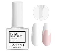 Saviland Upgrade - Esmalte de uñas de gel francés blanco para manicura, esmalte de uñas UV para manicura UV, gel francés, iniciador, esmalte de gel UV para uñas francesas, sellos y bricolaje en casa