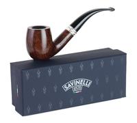 Savinelli Trevi Series - Pipa italiana hecha a mano de madera de brezo mediterránea, billar doblado, acabado pulido, 6 mm, 606 KS