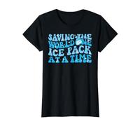 Saving The World One Ice Pack At A Time Camiseta gráfica económica, Mujer, Negro, L