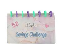 Savings Binder 52 Week Money Saving Challenge Budget Book Planner with Cash Envelopes Reusable PVC Organizer for Personal Finance Goals and Gift Giving