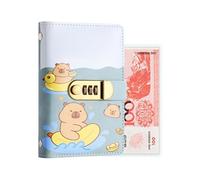Savings Challenge Binder - Cuaderno de almacenamiento de efectivo Capybara con cerradura, libro de desafío de ahorros, para autónomos, graduados, estudiantes, principiantes, familias, parejas, adultos