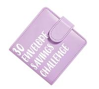 Savings Challenge Book Organizer, 30 Envelope Budget Binder System, 11.5 x 11 cm Waterproof PU Money Storage Wallet, Magnetic Buckle Cash Planner Kit, Office School Travel Finance Control Tool Set