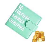 Savings Challenge Book Organizer, 30 Envelope Budget Binder System, 11.5 x 11 cm Waterproof PU Money Storage Wallet, Magnetic Buckle Cash Planner Kit, Office School Travel Finance Control Tool Set