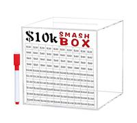 Savings Challenge Box - Large Clear Acrylic Unbreakable Bank for Organized Saving | Transparent Money Box with Durable Build & Easy Access for Kids, Company Offices, Study and Bedroom